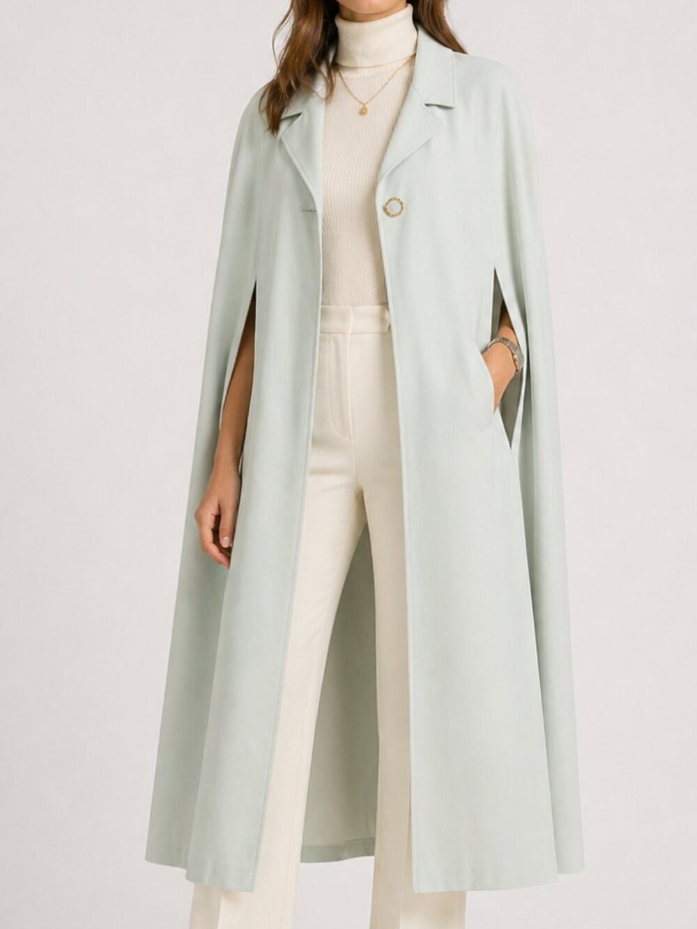 VINTAGE 60s MCM Green Long Cape Cloak Coat One Size